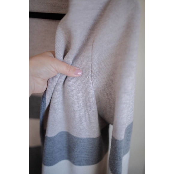 Talbots 100% Merino Wool Duster Cardigan Open Front Color Block Gray SZ M - Picture 9 of 11